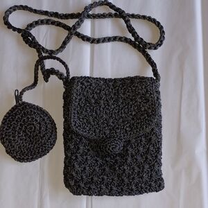 Small Lined Crochet Bag With Coin Purse